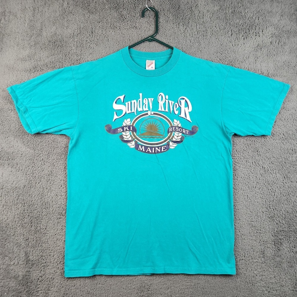 Vintage Sunday River Shirt Men's Extra Large 90's Outdoor Ski Resort USA Made